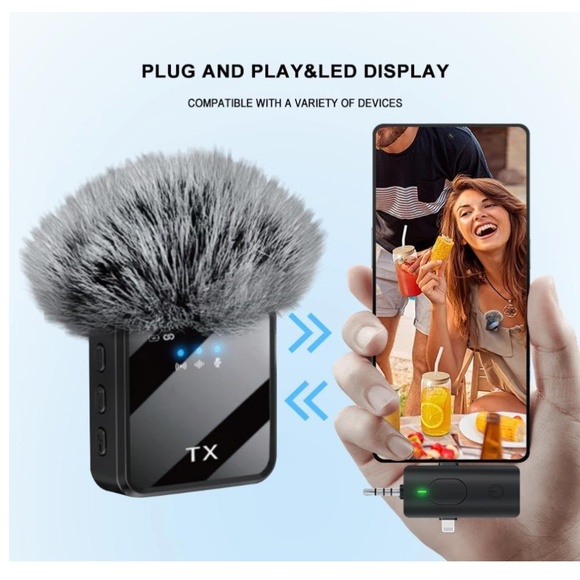 P950 Professional Dual Wireless Lavalier Microphone 3 in 1 Android iPhone - Picture 2 of 2